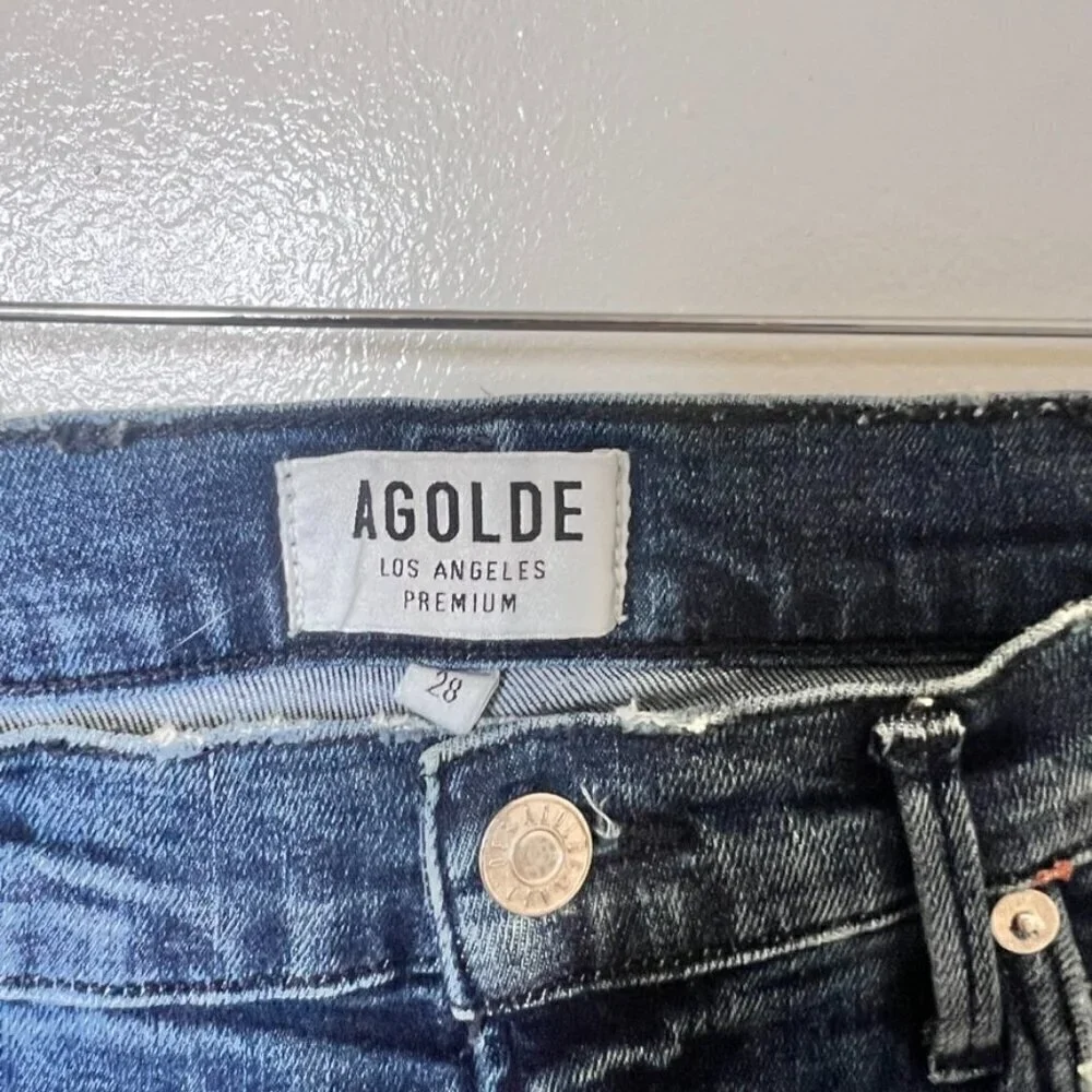 AGOLDE Sophie Ankle Skinny Distressed Denim Jeans In Blue Wash 28​​​​​​​​​​​